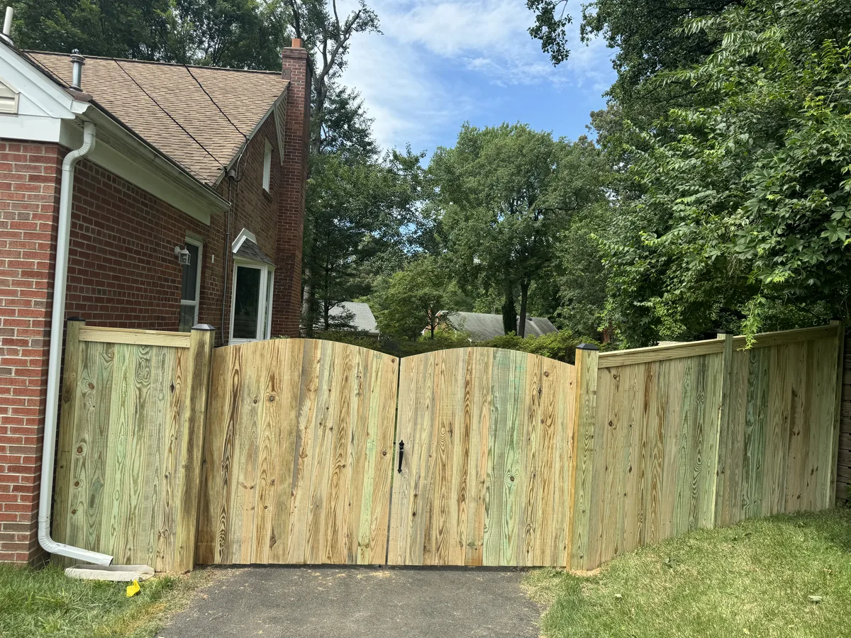 Black aluminum double walk gate, under Our Fencing Projects