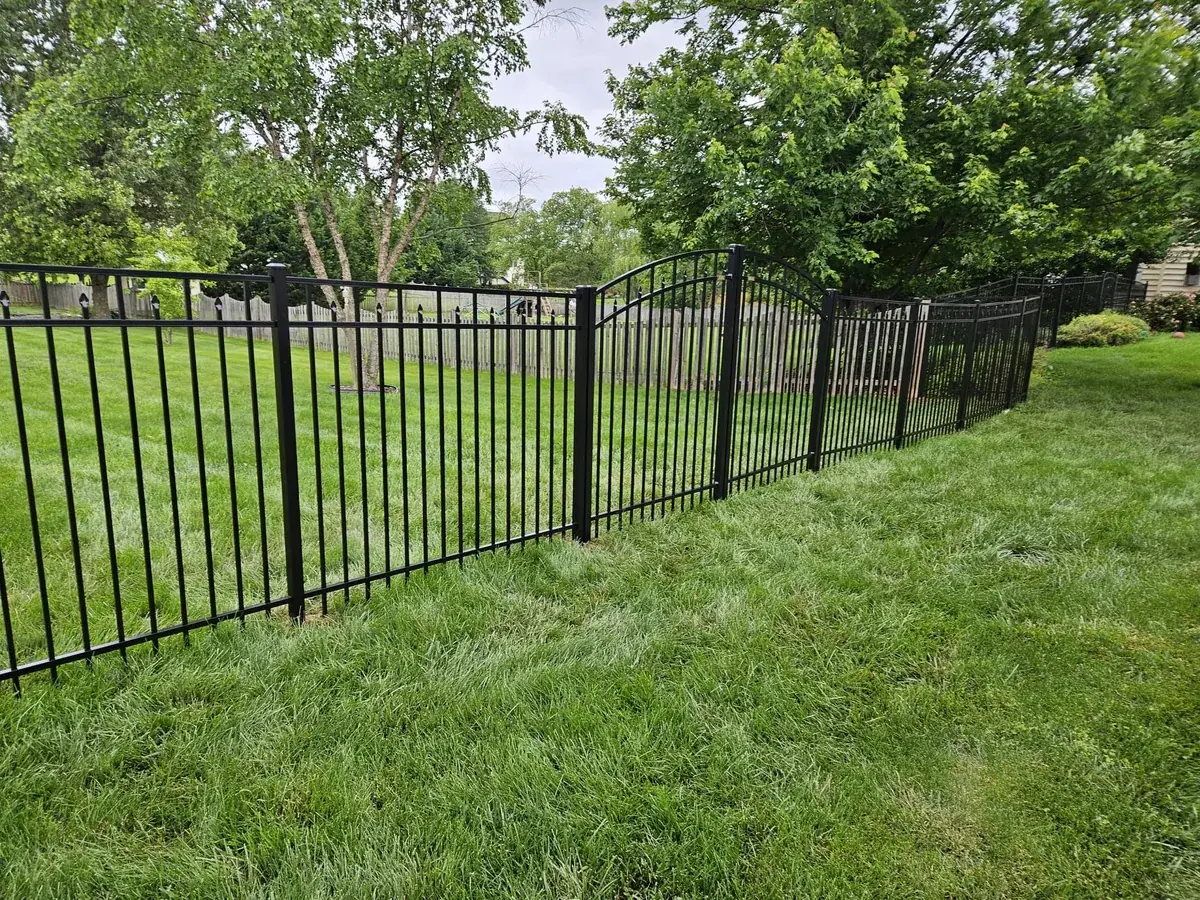 Camden-style black aluminum fence, under Our Fencing Projects
