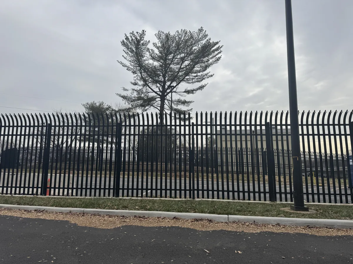 Steel security fence along a commercial frontage, under Our Fencing Projects