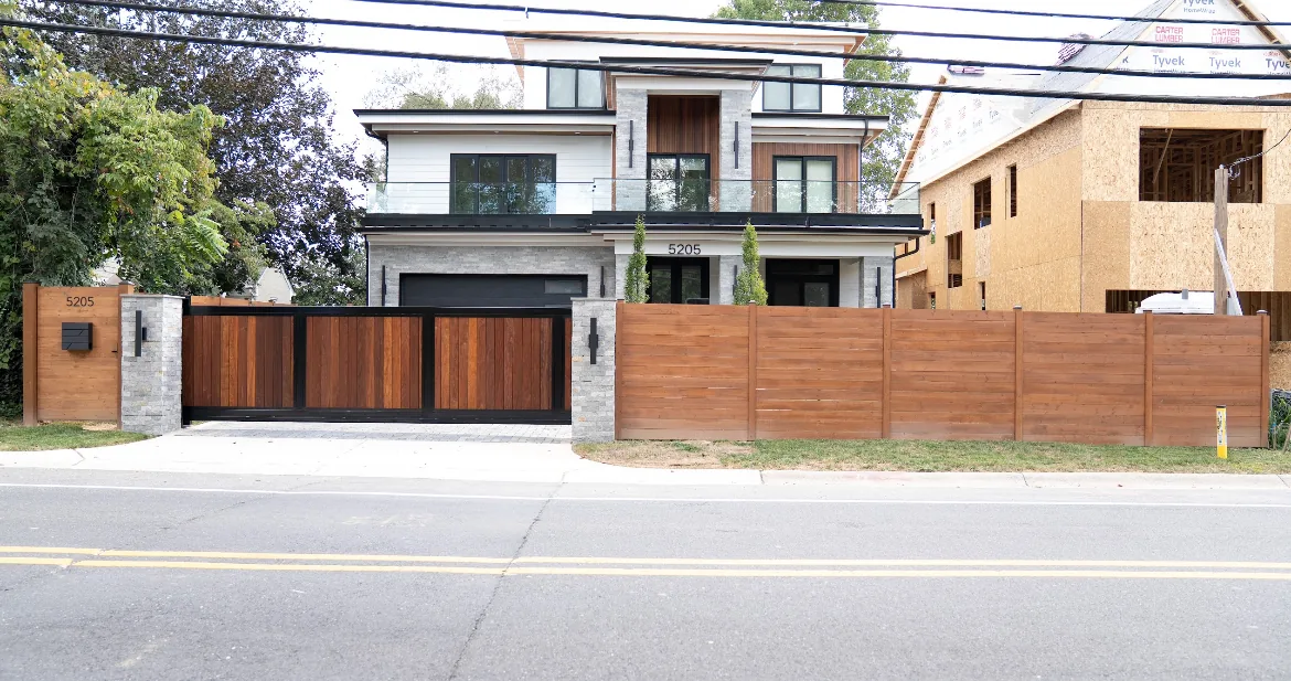 Sliding gate hardware and track, under Our Fencing Projects